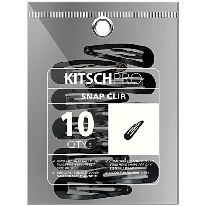 Kitsch Pro Snap Hair Clips 10-Pieces, Black- Black - 10 Count - Image 2